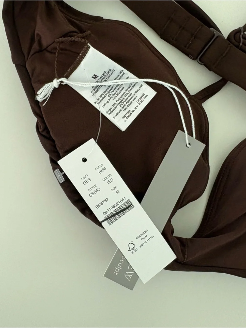 NWT J. Crew Wave Bikini Top Classic Sculpt Inky Espresso Brown